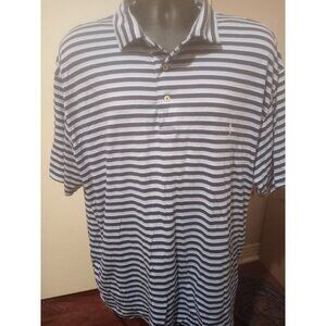 Polo Ralph Lauren Men’s 3XB Big Navy Blue Blue Stripe Short Sleeve Polo Shirt